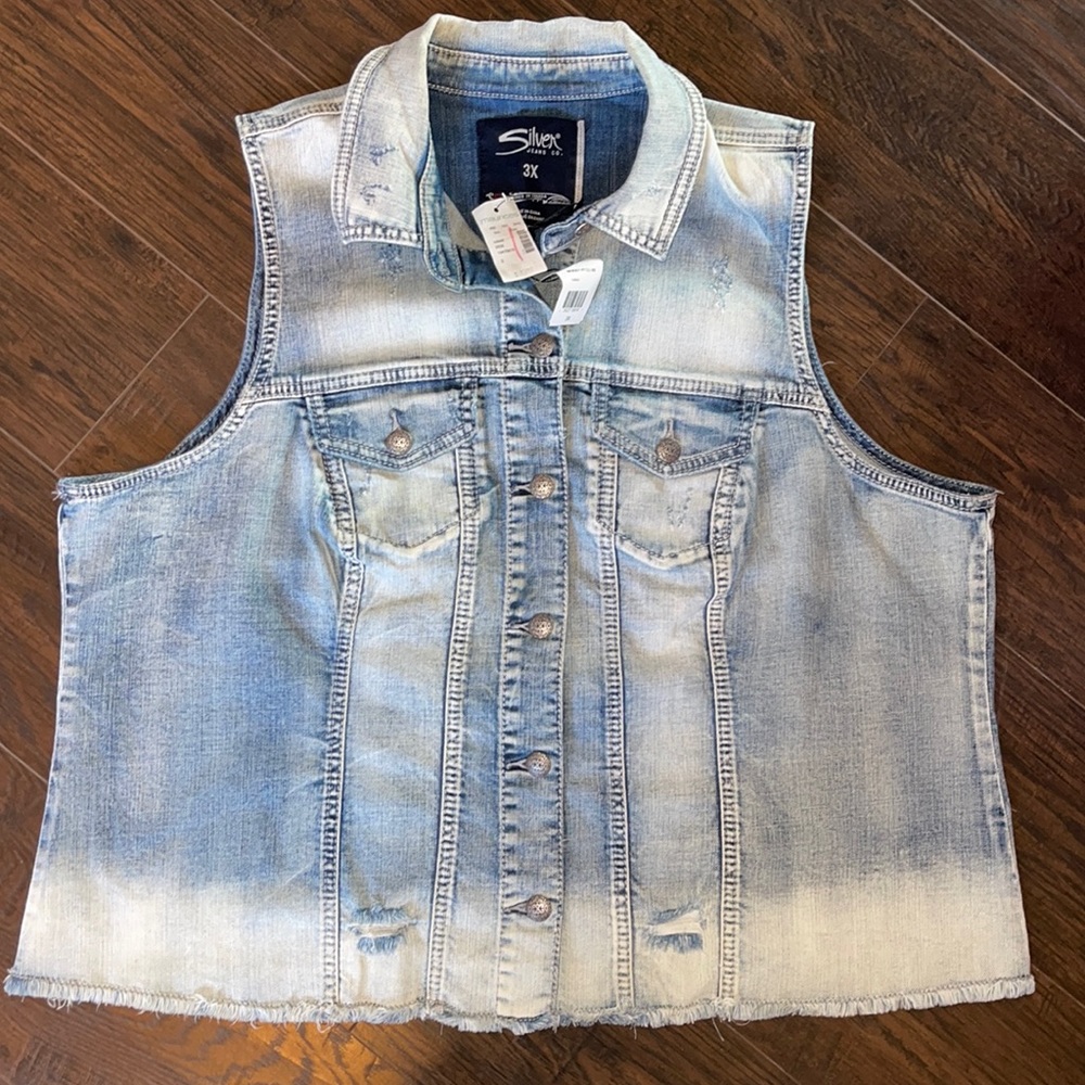 Silver jean vest Sz 3X Brand new!!